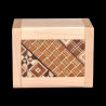 Karakuri Box: Fake Box – Top view of the box and its Koyosegi marquetry panel – Designer: KCG