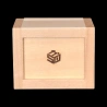 Karakuri Box: Fake Box – View of the underside of the light maple wooden box and KCG’s signature – Designer: KCG