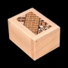 Karakuri Box: Fake Box – Diagonal bird’s-eye view featuring Koyosegi marquetry – Designer: KCG
