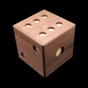 Karakuri Box: The Dice – Ansicht von oben und diagonal auf die Punkte 6, 2 und 1 – Designer Akio Kamei