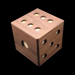 Karakuri Box: The Dice – Diagonale Draufsicht – Punkte 6, 1 und 5 – Designer Akio Kamei