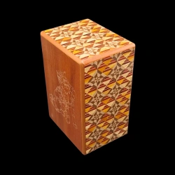 Himitsu bako: Secret Byway 2 - Diagonal view of tiger engraving side and other yosegi sides - Designer: Hiroshi Iwahara