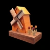 Karakuri box: Windmill - Diagonal left view of the windmill and tulips - Designer: Daiki Arimura