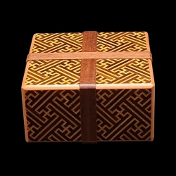 Karakuri Box: Hermit Crab Box - Limited Edition - Top view: Sayagata pattern and cross - Designer: Shiro Tajima
