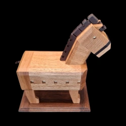 Karakuri box: A horse with a warrior - Top view, right side - Designer: Osamu Kasho