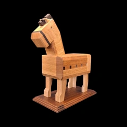 Karakuri box: A horse with a warrior - Diagonal view from the left side, front to back - Creator: Osamu Kasho