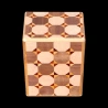 Himitsu-Bako: 2.7 sun 12 steps Yakko – View of the box standing on its short side – Manufacturer: Izumiya