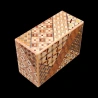 Himitsu-bako: 4 Sun 7 Steps Koyosegi tradicional - Vista aérea de tres caras de la caja - Fabricante: Izumiya