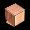 Karakuri-bako : Box Jr. - Vue aérienne en diagonale du dessus et dos, bois érable et noyer - Créateur : Kotoya Hasebe
