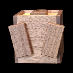 Karakuri-bako: Box Jr. – View from below, maple and walnut wood – Designer: Kotoya Hasebe