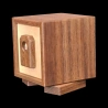 Karakuri-bako: Box Jr. – Diagonal view from the left, made of maple and walnut – Designer: Kotoya Hasebe