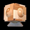 Karakuri-box : The Pod – Vue de face du cube en diagonale, motifs Yin-Yang en relief - Concepteur : Hideaki Kawashima