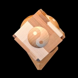 Karakuri-box: The Pod – Top view of the cube featuring Yin and Yang patterns – Designer: Hideaki Kawashima