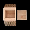 Himitsu-Bako: Hexagon 6 Steps Yosegi e Ichimatsu – Vista superior de la caja abierta – Diseñador: Hiroyuki Oka