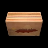 Himitsu-bako: Amanecer sobre el monte Fuji - Incrustación de marquetería - Vista del borde de la caja - Creador: Izumiya