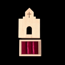 Karakuri box : L'Église - Vue de haut avec coussin pour bijoux - Créateur : Hiroshi Iwahara