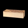 Caja mágica Karakuri: Vista en diagonal de uno de los laterales de la caja de madera blanca