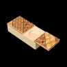 Karakuri Magic Box: A diagonal aerial view from directly above the open box, showing the position of the coin