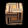 Karakuri box : XY mini - Tricolore : blanc, marron foncé, jaune - Vue de haut face - Créateur : Hideaki Kawashima