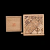 Himitsu-Bako: Cube 2 Sun 7 Steps – Aerial view of the open box and signature on the lid – Designer: Hiroyuki Oka